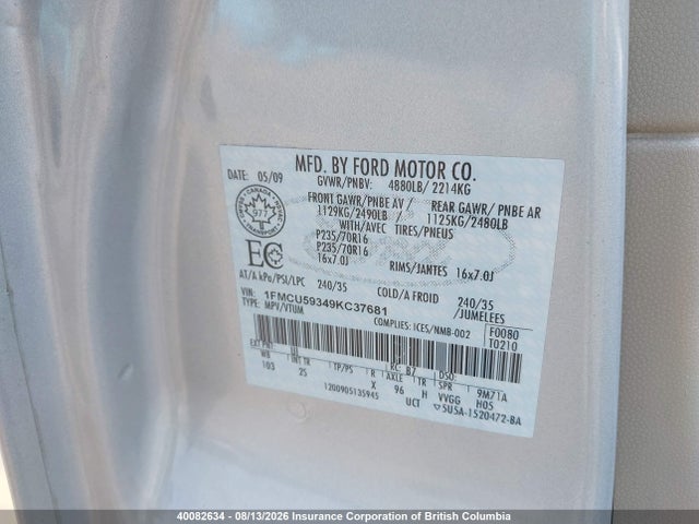 Продаж на аукціоні авто 2009 Ford Escape Hybrid, vin: 1FMCU59349KC37681, номер лоту: 40082634