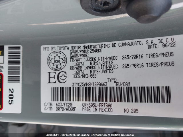 Aukcja sprzedaży 2022 Toyota Tacoma, vin: 3TYCZ5AN8NT090663, numer aukcji: 40082641