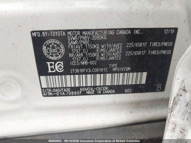 Toyota RAV4 2020 2T3B1RFV3LC081817 Image 9