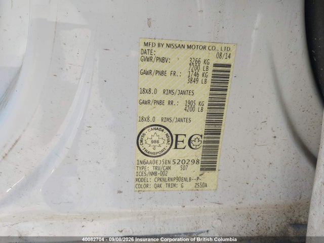 Nissan Titan 2014 1N6AA0EJ5EN520298 Image 9