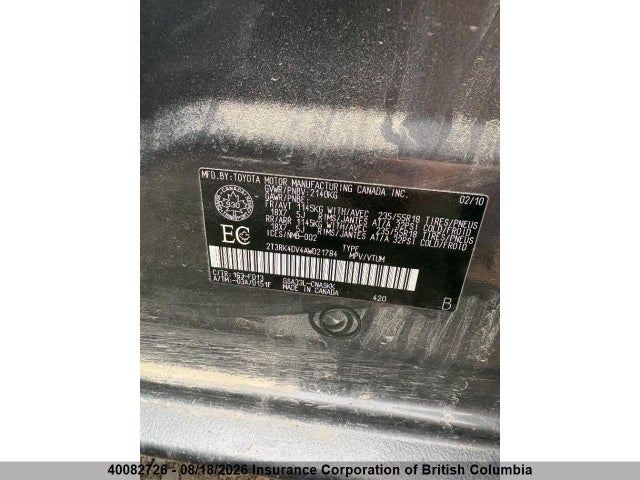 2010 Toyota Rav4 მანქანა იყიდება აუქციონზე, vin: 2T3RK4DV4AW021784, აუქციონის ნომერი: 40082726
