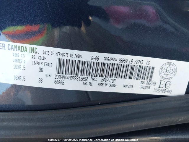 Aukcja sprzedaży 2008 Dodge Grand Caravan Se, vin: 2D8HN44H98R813092, numer aukcji: 40082727