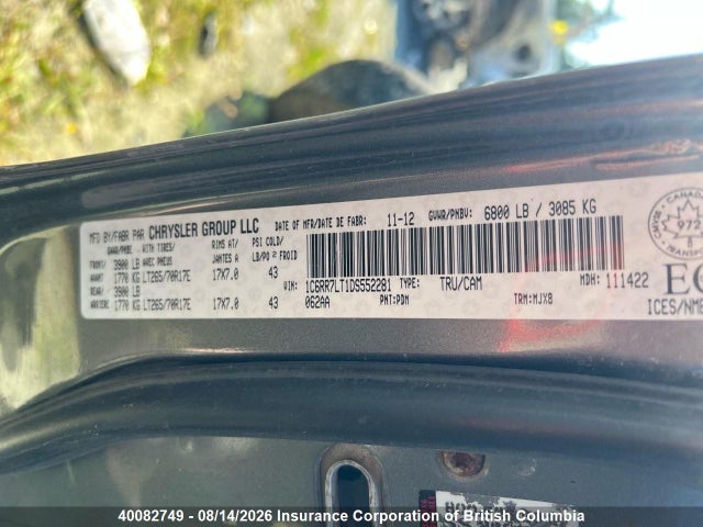 Aukcja sprzedaży 2013 Ram 1500 Slt, vin: 1C6RR7LT1DS552281, numer aukcji: 40082749