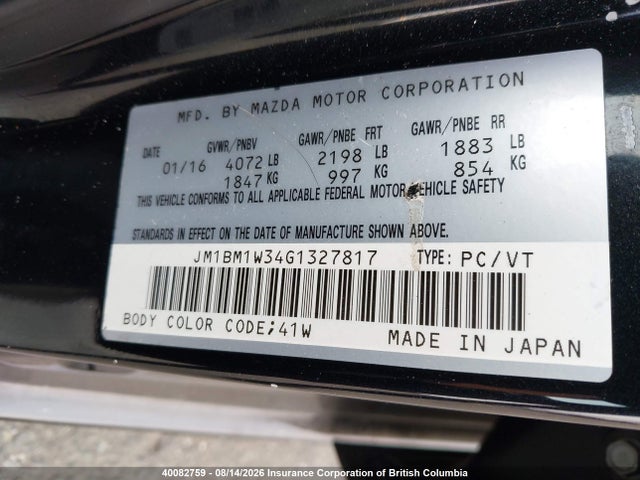 Aukcja sprzedaży 2016 Mazda 3 Touring, vin: JM1BM1W34G1327817, numer aukcji: 40082759