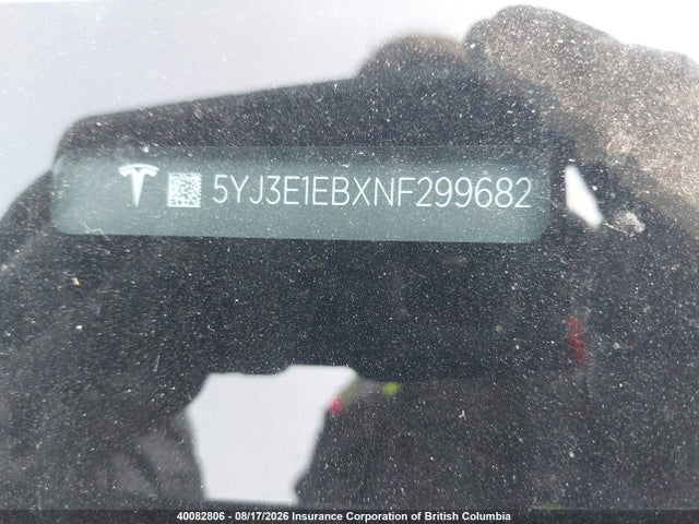 Продажа на аукционе авто 2022 Tesla Model 3 Long Range, vin: 5YJ3E1EBXNF299682, номер лота: 40082806