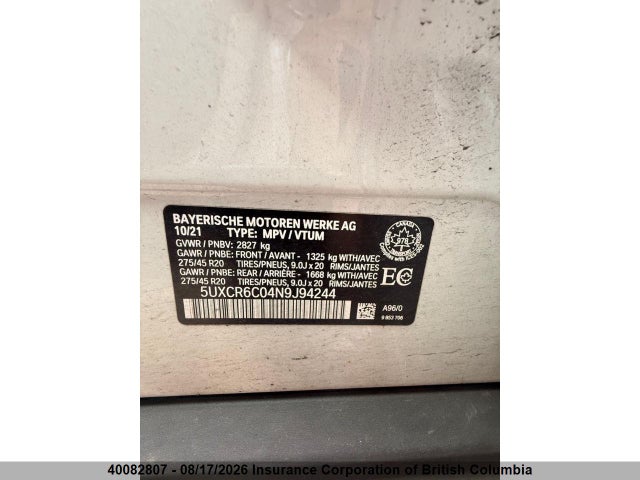 5UXCR6C04N9J94244 BMW X5