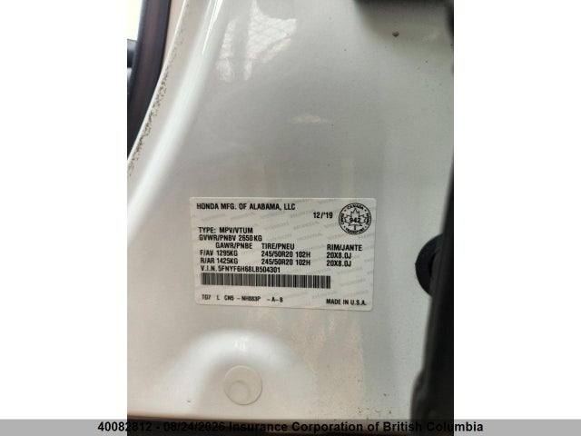 Honda Pilot 2020 5FNYF6H68LB504301 Image 14