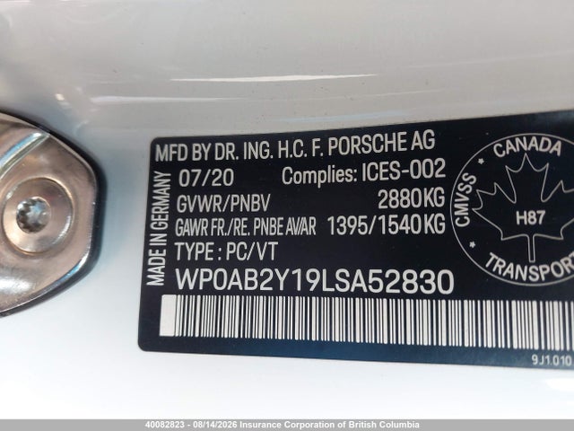 WP0AB2Y19LSA52830 Porsche TAYCAN 4S