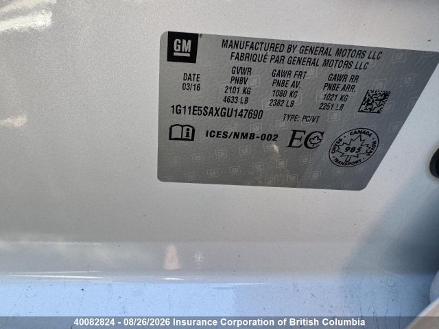 1G11E5SAXGU147690 Chevrolet Malibu Limited Ltz