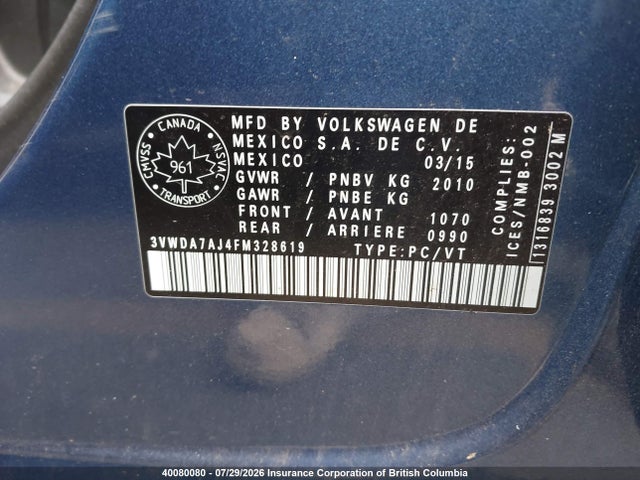 3VWDA7AJ4FM328619 Volkswagen JETTA TDI