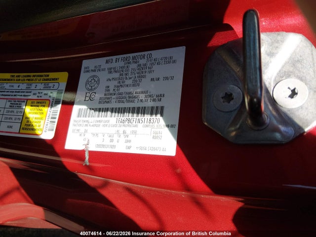 Продажа на аукционе авто 2022 Ford Mustang Gt, vin: 1FA6P8CF1N5118370, номер лота: 40074614