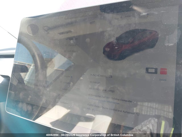 2022 Tesla Model 3 მანქანა იყიდება აუქციონზე, vin: 5YJ3E1EA4NF347121, აუქციონის ნომერი: 40082894