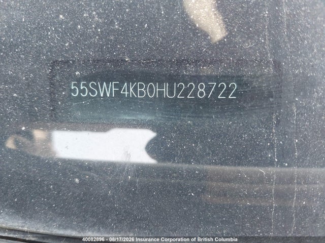 40082896 :رقم المزاد ، 55SWF4KB0HU228722 vin ، 2017 Mercedes-benz C 300 4matic مزاد بيع