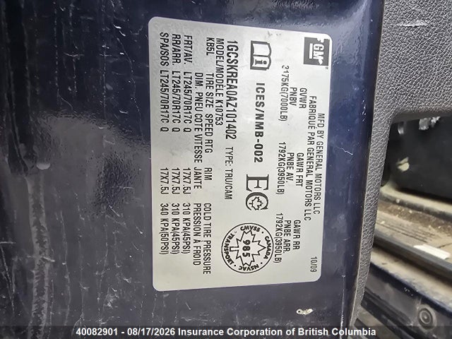 Aukcja sprzedaży 2010 Chevrolet Silverado K1500 Ls, vin: 1GCSKREA0AZ101402, numer aukcji: 40082901
