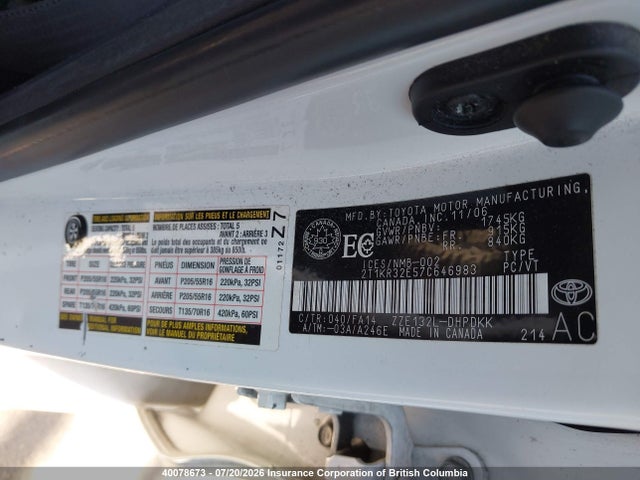 40078673 :رقم المزاد ، 2T1KR32E57C646983 vin ، 2007 Toyota Corolla Matrix Xr مزاد بيع