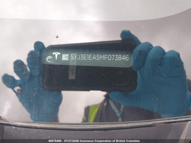 40078468 :رقم المزاد ، 5YJ3E1EA5MF073846 vin ، 2021 Tesla Model 3 مزاد بيع