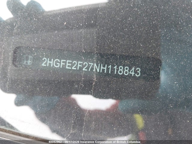 Продаж на аукціоні авто 2022 Honda Civic, vin: 2HGFE2F27NH118843, номер лоту: 40082962