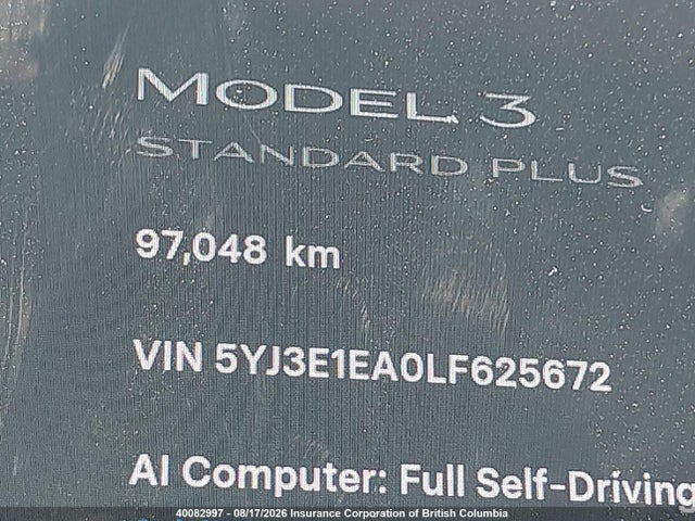 Tesla MODEL 3 2020 5YJ3E1EA0LF625672 Image 16