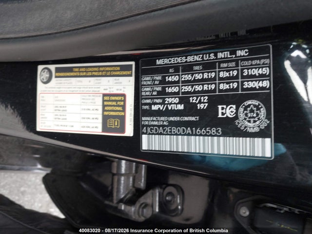 Продаж на аукціоні авто 2013 Mercedes-benz Ml 350 Bluetec, vin: 4JGDA2EB0DA166583, номер лоту: 40083020