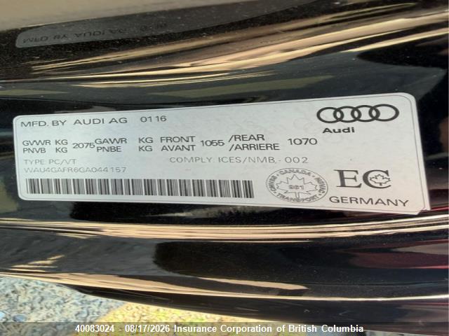 2016 Audi A5 მანქანა იყიდება აუქციონზე, vin: WAU4GAFR6GA044157, აუქციონის ნომერი: 40083024