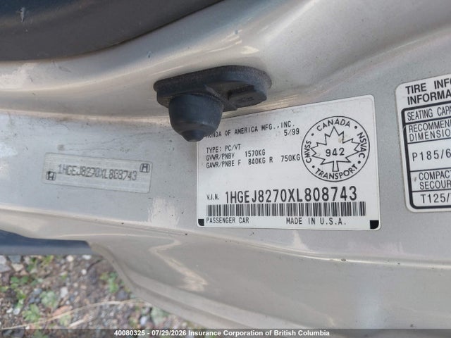 Aukcja sprzedaży 1999 Honda Civic Si Si, vin: 1HGEJ8270XL808743, numer aukcji: 40080325
