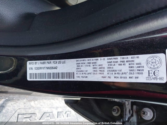 RAM 1500 Sport 2022 1C6SRFVT7NN306442 Image 9