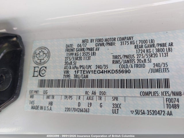 Ford F150 2017 1FTEW1EG4HKD55690 Image 9