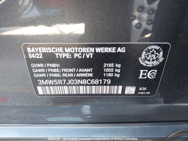 3MW5R7J03N8C68179 BMW 330I