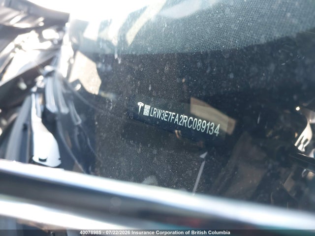 2024 Tesla Model 3 მანქანა იყიდება აუქციონზე, vin: LRW3E7FA2RC089134, აუქციონის ნომერი: 40078985
