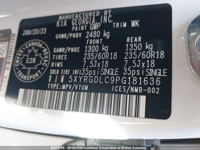 Продажа на аукционе авто 2023 Kia Sorento Lx, vin: 5XYRGDLC9PG181636, номер лота: 40078458