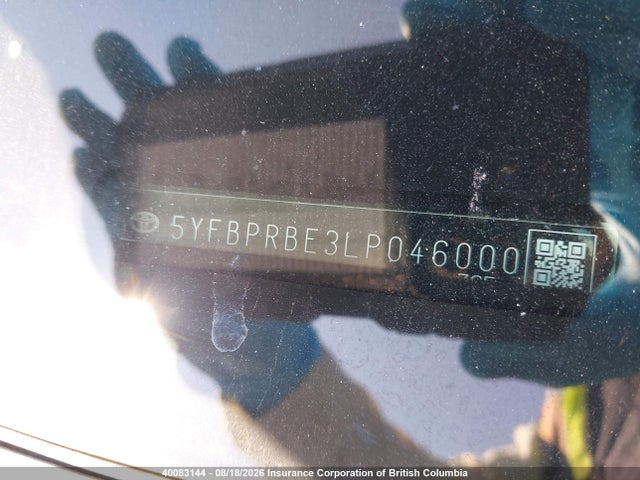 40083144 :رقم المزاد ، 5YFBPRBE3LP046000 vin ، 2020 Toyota Corolla Le مزاد بيع
