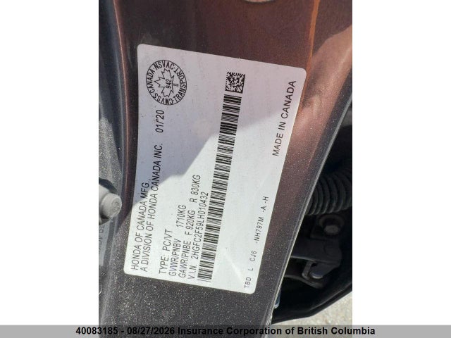 Honda Civic 2020 2HGFC2F59LH010432 Image 12