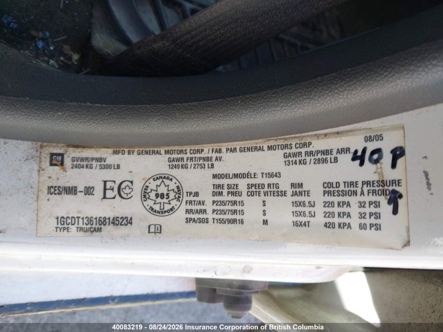 Продаж на аукціоні авто 2006 Chevrolet Colorado, vin: 1GCDT136168145234, номер лоту: 40083219