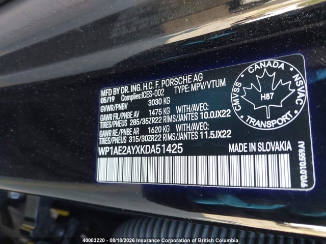 WP1AE2AYXKDA51425 Porsche Cayenne Se Hybrid