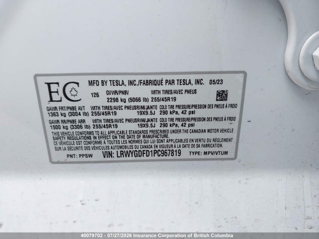 Tesla Model Y 2023 LRWYGDFD1PC967819 Image 19
