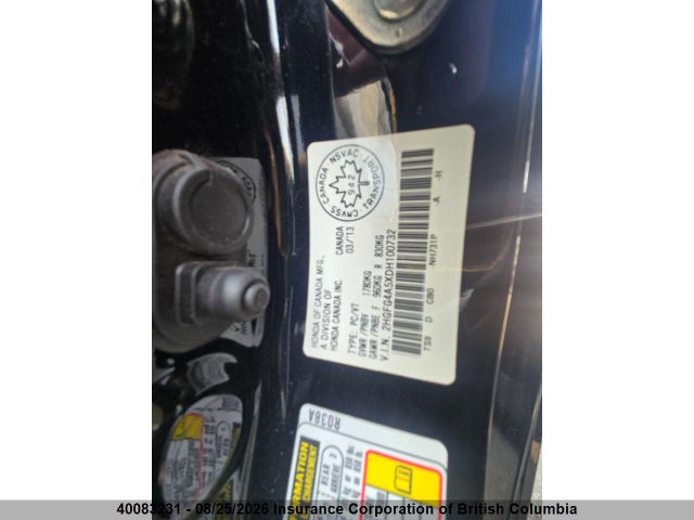 Продаж на аукціоні авто 2013 Honda Civic, vin: 2HGFG4A5XDH100732, номер лоту: 40083231
