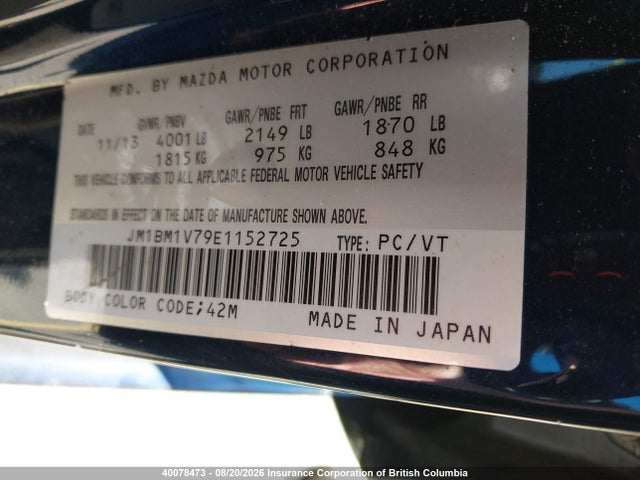 Mazda 3 TOURING 2014 JM1BM1V79E1152725 Image 9
