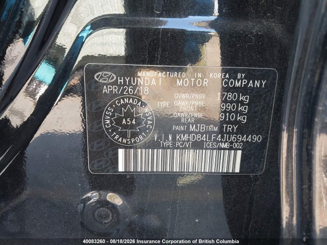 Aukcja sprzedaży 2018 Hyundai Elantra Gl, vin: KMHD84LF4JU694490, numer aukcji: 40083260