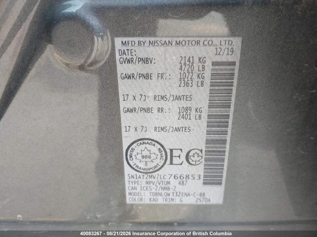 Nissan Rogue 2020 5N1AT2MV7LC766853 Image 9