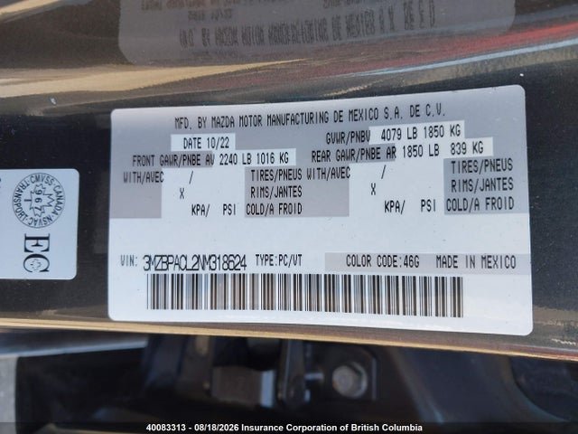 Mazda 3 Preferred 2022 3MZBPACL2NM318624 Image 9