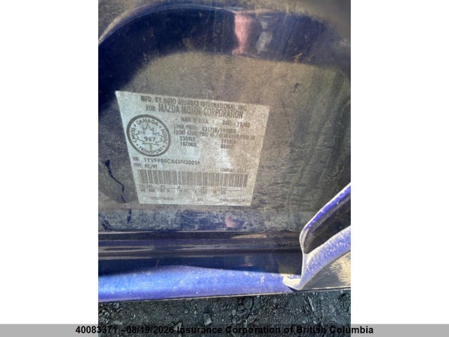 40083371 :رقم المزاد ، 1YVFP80CX45N30056 vin ، 2004 Mazda 6 I مزاد بيع