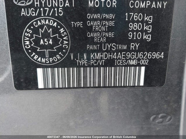 KMHDH4AE9GU626964 Hyundai Elantra Se/sport/limited