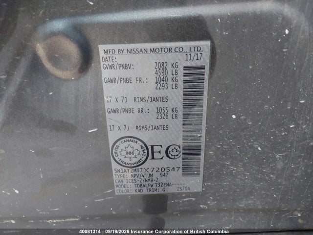 Nissan Rogue S/sl 2018 5N1AT2MT7JC720547 Image 9