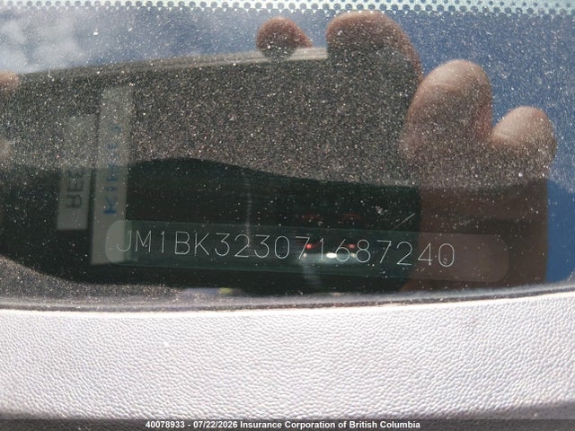 2007 Mazda 3 S მანქანა იყიდება აუქციონზე, vin: JM1BK323071687240, აუქციონის ნომერი: 40078933