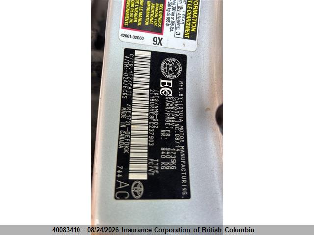 2T1BURHE8FC237903 Toyota Corolla L/le/le Pls/prm/s/s Pls