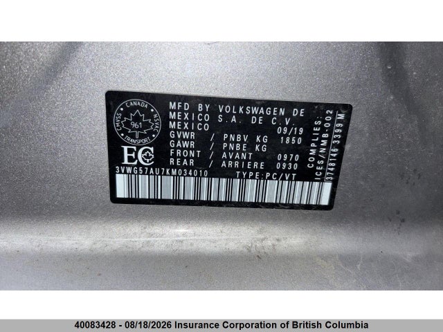 Volkswagen Golf 2019 3VWG57AU7KM034010 Image 5