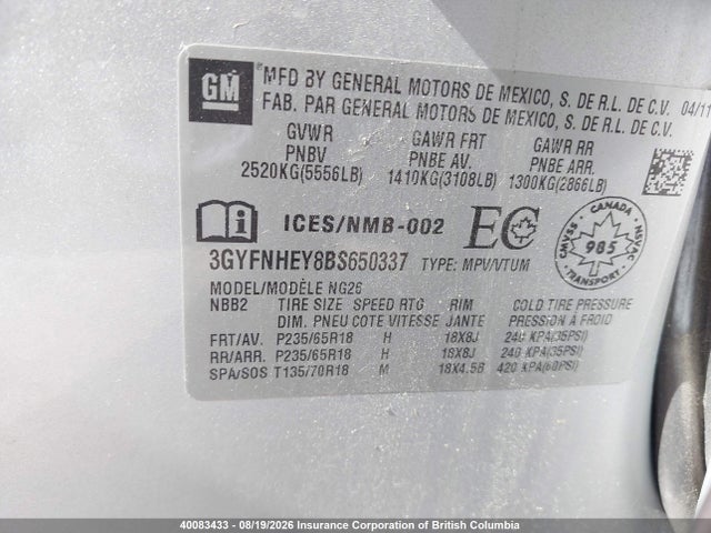 Продажа на аукционе авто 2011 Cadillac Srx, vin: 3GYFNHEY8BS650337, номер лота: 40083433