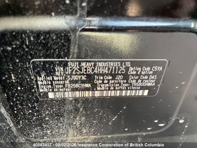 Aukcja sprzedaży 2017 Subaru Forester 2.5i, vin: JF2SJEBC4HH471125, numer aukcji: 40083457