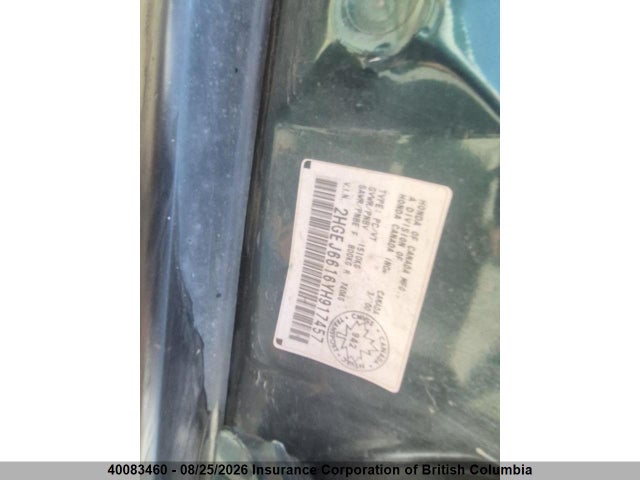 Aukcja sprzedaży 2000 Honda Civic, vin: 2HGEJ6616YH917457, numer aukcji: 40083460