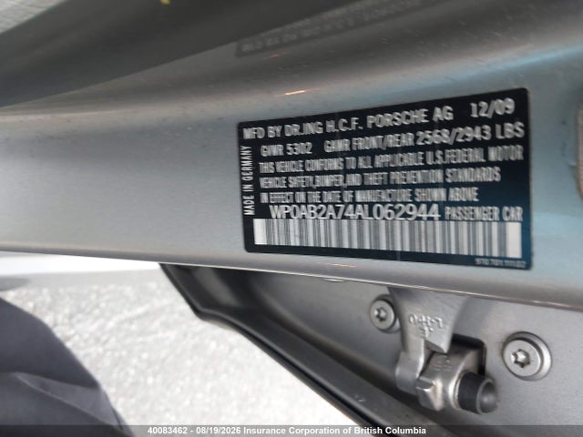 Aukcja sprzedaży 2010 Porsche Panamera S, vin: WP0AB2A74AL062944, numer aukcji: 40083462